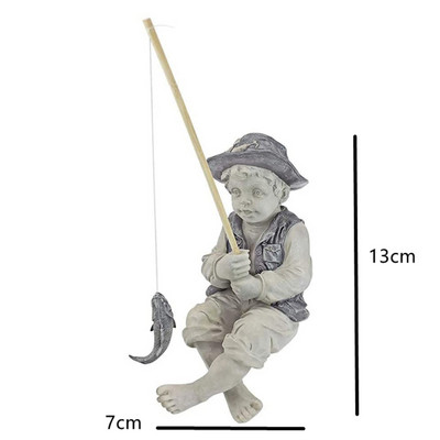 Aiakuju Vaigu kalur läks kalale Poiss Aiaskulptuur Kaluri skulptuur Sisustus Õues Koduõue Basseini kaunistus Kingitus