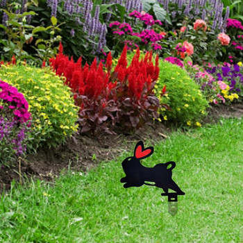 Διακόσμηση τέχνης Rabbit Yard Δισδιάστατη ακρυλική σιλουέτα πασσάλου κουνελιού Χαριτωμένο μαύρο λαγουδάκι Διακοσμήσεις κήπου εξωτερικού χώρου