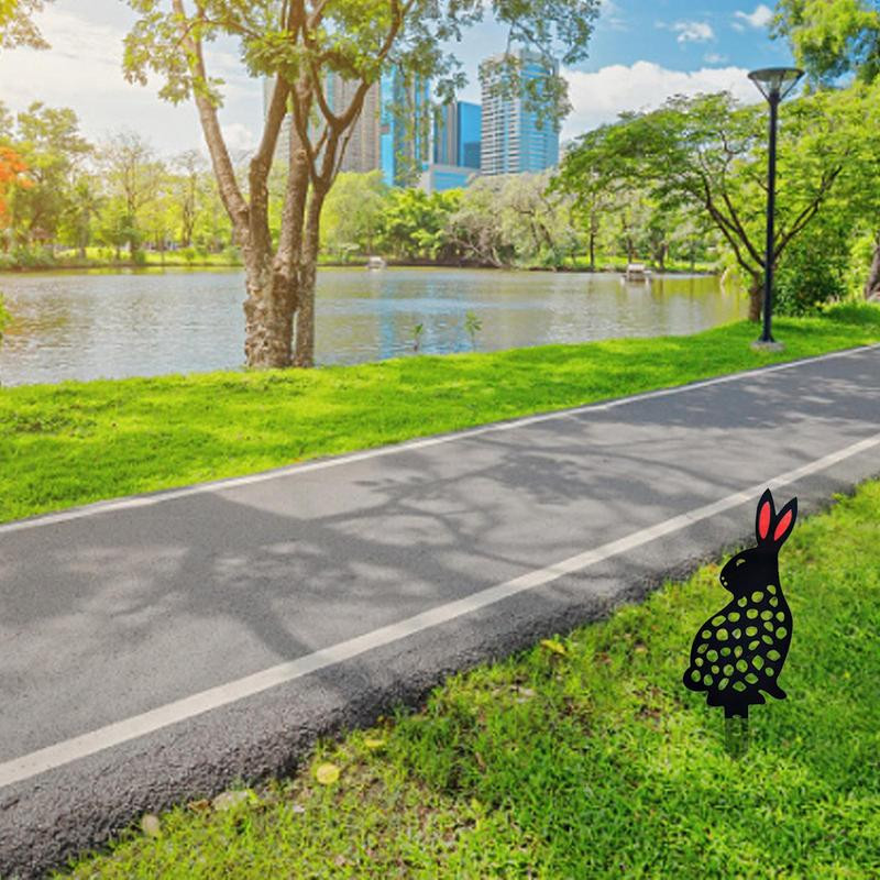 Trušu pagalma mākslas rotājumi 2D akrila truša mietu silueta miets Jauki melna zaķu dārza āra dārza dekori