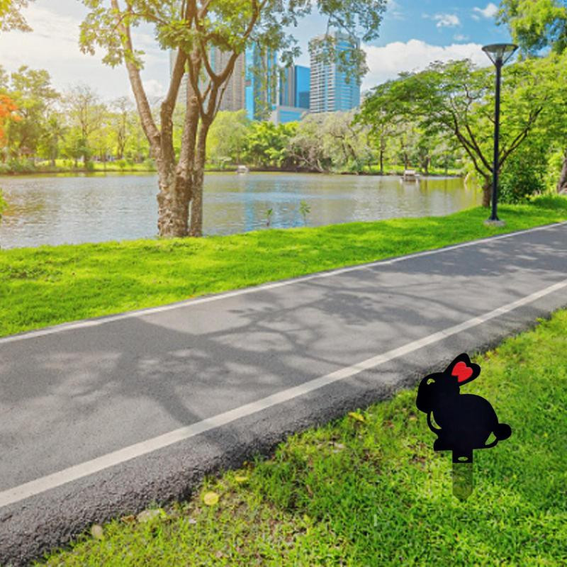 Trušu pagalma mākslas rotājumi 2D akrila truša mietu silueta miets Jauki melna zaķu dārza āra dārza dekori