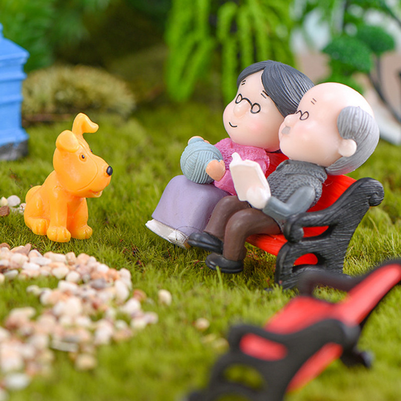 Mini pargipink vanaisa vanaema mudel Miniatuursed plastist aiakujud maastiku aiakaunistused dekoratiivskulptuurid