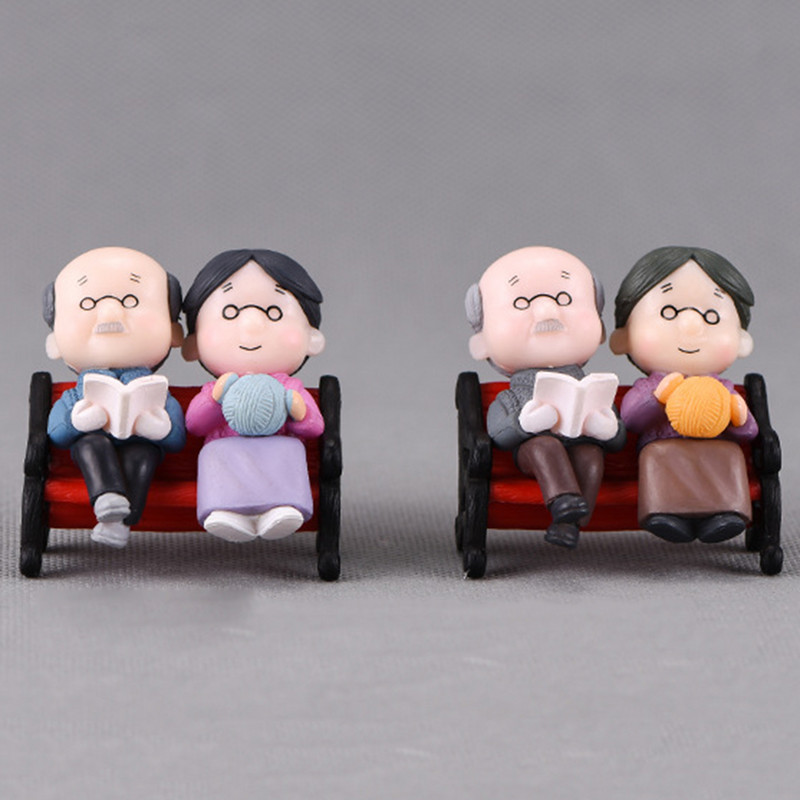 Mini pargipink vanaisa vanaema mudel Miniatuursed plastist aiakujud maastiku aiakaunistused dekoratiivskulptuurid