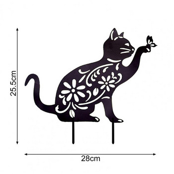 Ακρυλικό κούφιο άγαλμα σε σχήμα γάτας Σωρός Μαύρο γατάκι Σιλουέτα Κήπος Πάσσαλος Ζώων Σιλουέτα Κήπος Αυλή Αγρόκτημα Ένθετο Διακόσμηση