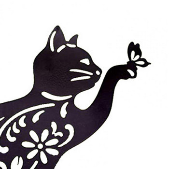 Ακρυλικό κούφιο άγαλμα σε σχήμα γάτας Σωρός Μαύρο γατάκι Σιλουέτα Κήπος Πάσσαλος Ζώων Σιλουέτα Κήπος Αυλή Αγρόκτημα Ένθετο Διακόσμηση