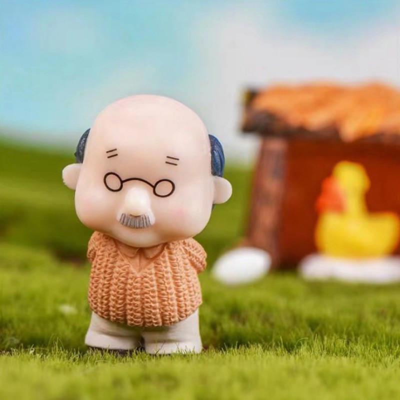 Drăguț cuplu de bătrâni acasă figurină de birou model DIY grădinărit peisaj păpușă jucărie mașină pandantiv bunica bunica figurină