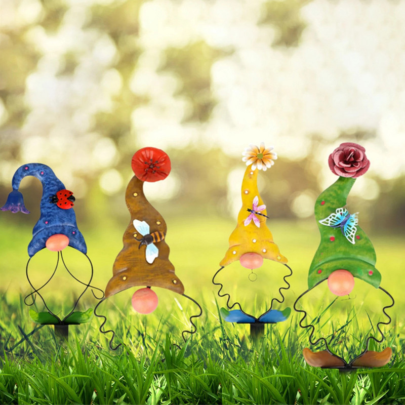 Sodo pastatai Skulptūros ir figūrėlės Dekoracija Kiemas Vejos kuolai Metaliniai Siluetai Figūriniai Elfai Skulptūra Gnomo statula