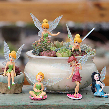 6 τμχ Flower Fairy Pixie Fly Wing Μινιατούρες Φτερούλα Κοριτσιών Φιγούρες Αξεσουάρ νεράιδων Κουκλόσπιτο Στολίδι Διακόσμηση κήπου