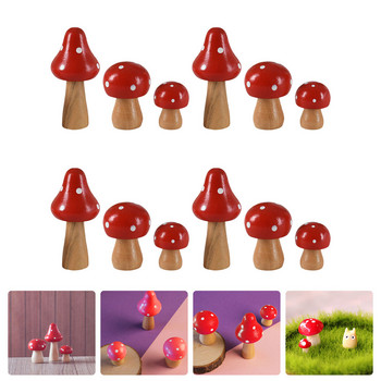 12Pcs Μανιτάρι Μοντέλο Ξύλινο Φιγούρι Μανιτάρι Ξύλο Μανιτάρι Παιχνίδι Bonsai Craft Decor Wood Mushrooms Craft