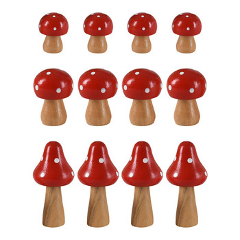 12Pcs Μανιτάρι Μοντέλο Ξύλινο Φιγούρι Μανιτάρι Ξύλο Μανιτάρι Παιχνίδι Bonsai Craft Decor Wood Mushrooms Craft