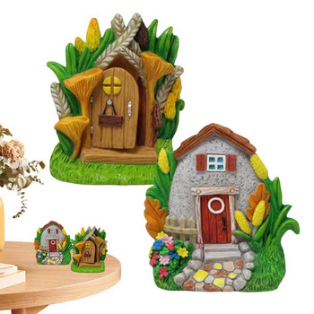 2τμχ Μινιατούρα Fairy Gnome Door Resin Νεράιδες Dwarf Tree Door Fairytales Πόρτα Στολίδια Εξωτερική Νεράιδα Πόρτα Κήπου