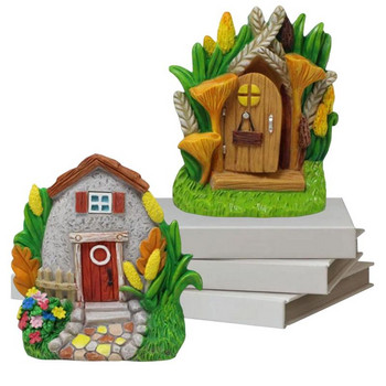 2τμχ Μινιατούρα Fairy Gnome Door Resin Νεράιδες Dwarf Tree Door Fairytales Πόρτα Στολίδια Εξωτερική Νεράιδα Πόρτα Κήπου
