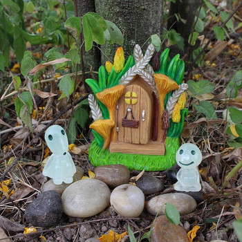 2 бр. Миниатюрна фея Gnome Door Resin Fairys Dwarf Tree Door Fairytales Door Decoration Ornaments Outdoor Fairy Garden Door