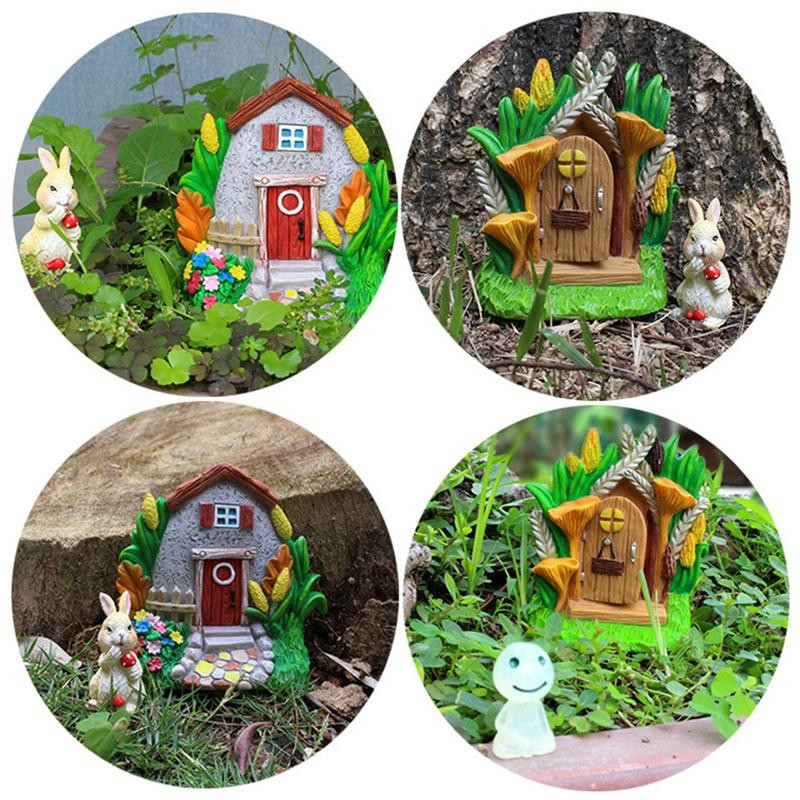 2τμχ Μινιατούρα Fairy Gnome Door Resin Νεράιδες Dwarf Tree Door Fairytales Πόρτα Στολίδια Εξωτερική Νεράιδα Πόρτα Κήπου