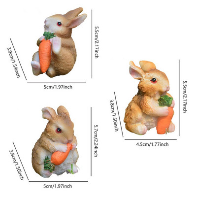 Set od 3 komada bajkovitog vrta, minijaturnih zečeva od smole, minijaturnih zečeva, minijatura šumskih životinja, sićušnih figurica, terarija, bonsai ukrasa