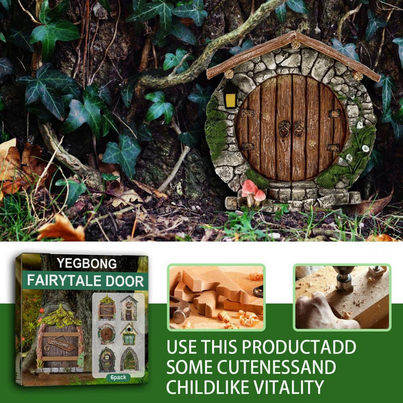 6 buc. uși practice de grădină din zâne uși din lemn pentru casă de păpuși colorate uși de basm accesorii de artizanat decorative