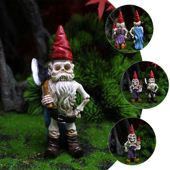 2 бр Хелоуин Gnome Външен декор Украсете градинска фигурка Декорация от смола Декорации