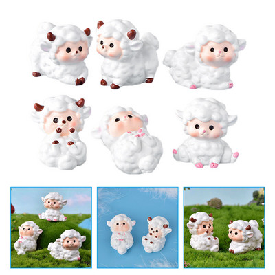 6 gab. Aitas modelis zaķa kūka, sveķu rotājumi, statuja, amatniecība, dzīvnieka figūra, mikro ainavu dārzs