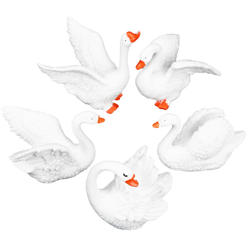 Fehér hattyúdísz miniatűr díszek mikro táj dekoráció Bonsai gyanta