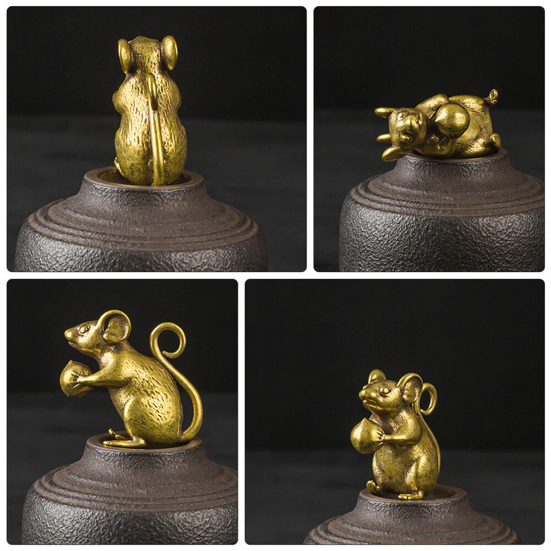 3 db sárgaréz egér kulcstartó asztali állati dekor figura háztartási kollekció mini szobor patkány dísz kézműves asztali játék