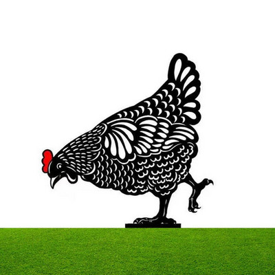 Κότα Chicken Yard Statue Creative Art Decorative Garden Stakes Lawn Stakes Metal Art Rooster Metal Anim Gardening Ornaments 35AB