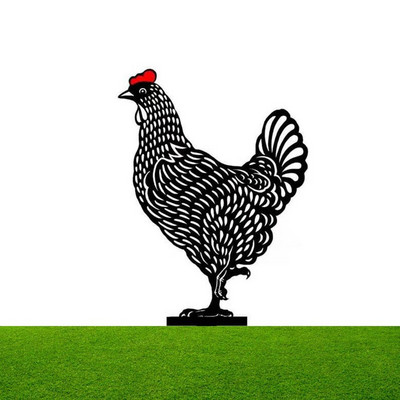 Κότα Chicken Yard Statue Creative Art Decorative Garden Stakes Lawn Stakes Metal Art Rooster Metal Anim Gardening Ornaments 35AB
