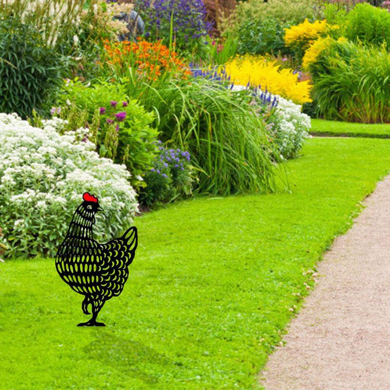 Κότα Chicken Yard Statue Creative Art Decorative Garden Stakes Lawn Stakes Metal Art Rooster Metal Anim Gardening Ornaments 35AB
