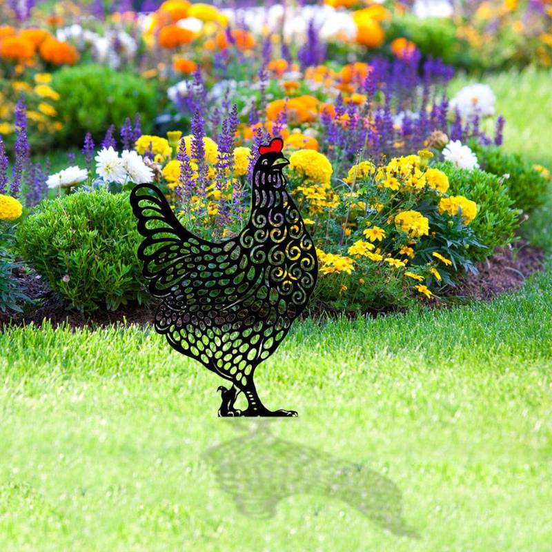 Κότα Chicken Yard Statue Creative Art Decorative Garden Stakes Lawn Stakes Metal Art Rooster Metal Anim Gardening Ornaments 35AB