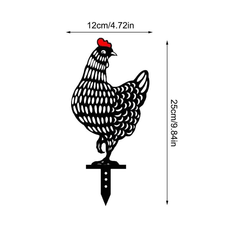 Κότα Chicken Yard Statue Creative Art Decorative Garden Stakes Lawn Stakes Metal Art Rooster Metal Anim Gardening Ornaments 35AB