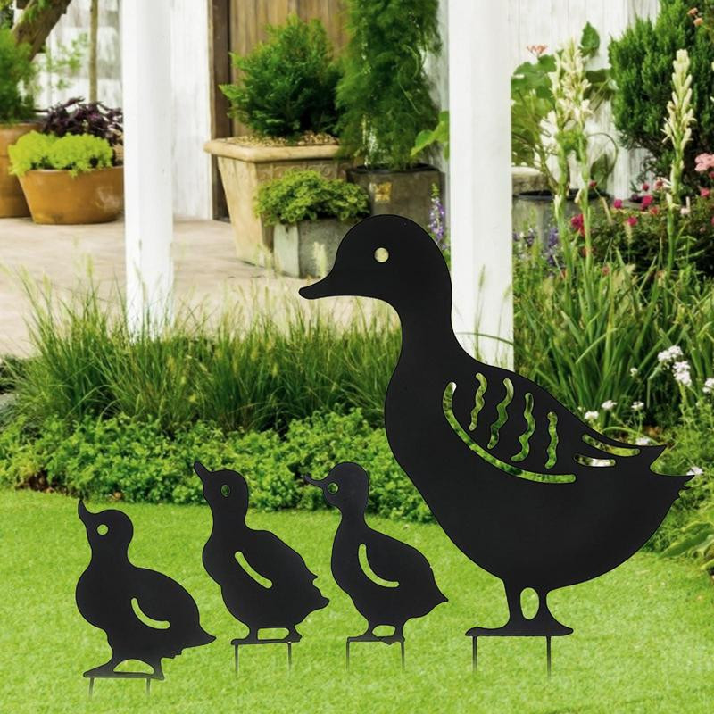 Iron Art Retro Garden Plugin Kacsa szobor Kovácsoltvas kacsa dekor Kerti dekoráció Kertészeti díszekhez