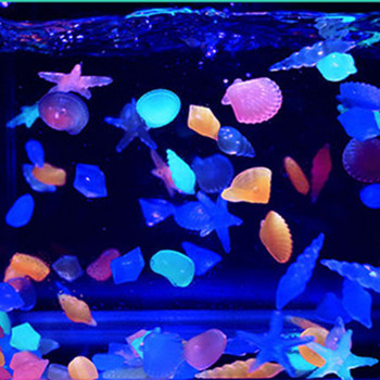 25/50 Pcs Glow In The Dark Stones Διακοσμητικό κέλυφος Κόγχης Αστερίας Ενυδρείο Κήπος Fish Tank Pool Landscape Luminous Stone