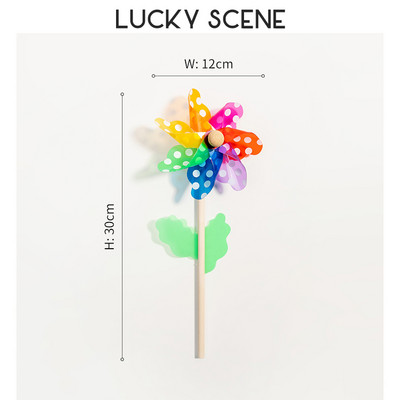 Bērnu koka stabu vējdzirnavas Krāsainas plastmasas rotaļlietas āra apdare S01278