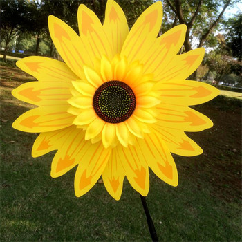 1x Sunflower Windmill Περιστρεφόμενος Wind Spinner Sunflower With Stack Stacked Lawn Flower Pinwheel Εξωτερική διακόσμηση κήπου για πάρτι