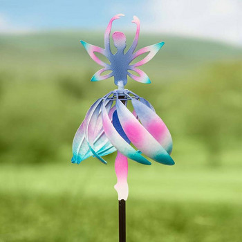 Иновативна причудлива фея Балерина Wind Spinner Wind Spinner с многоцветно изчеткано покритие и стабилен кол в основата