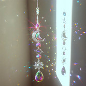 Crystal Wind Chime Moon Sun Catcher Diamond Prisms Κρεμαστό Dream Catcher Rainbow Chaser Κρεμαστό Drop Διακόσμηση κήπου σπιτιού Windchime