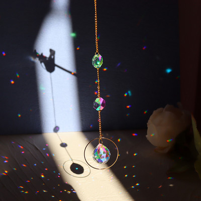 Crystal Wind Chime Moon Sun Catcher Diamond Prisms Κρεμαστό Dream Catcher Rainbow Chaser Κρεμαστό Drop Διακόσμηση κήπου σπιτιού Windchime