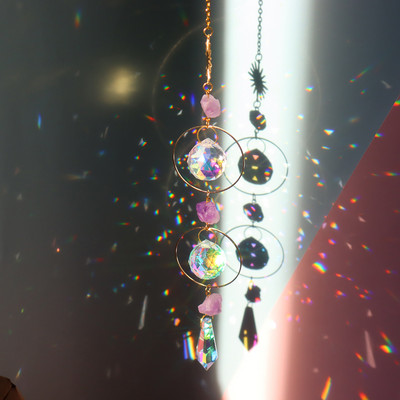 Crystal Wind Chime Moon Sun Catcher Diamond Prisms Κρεμαστό Dream Catcher Rainbow Chaser Κρεμαστό Drop Διακόσμηση κήπου σπιτιού Windchime
