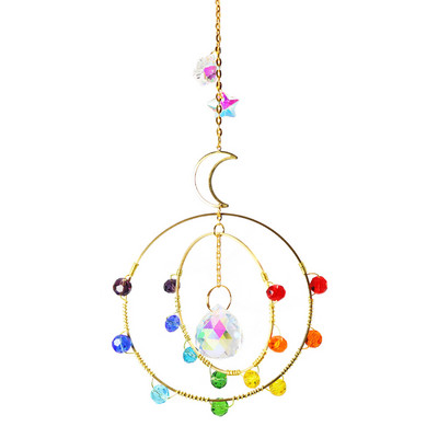 Crystal Wind Chime Moon Sun Catcher Diamond Prisms Κρεμαστό Dream Catcher Rainbow Chaser Κρεμαστό Drop Διακόσμηση κήπου σπιτιού Windchime