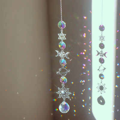 Crystal Wind Chime Moon Sun Catcher Diamond Prisms Κρεμαστό Dream Catcher Rainbow Chaser Κρεμαστό Drop Διακόσμηση κήπου σπιτιού Windchime