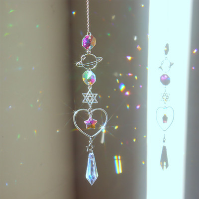Crystal Wind Chime Moon Sun Catcher Diamond Prisms Κρεμαστό Dream Catcher Rainbow Chaser Κρεμαστό Drop Διακόσμηση κήπου σπιτιού Windchime