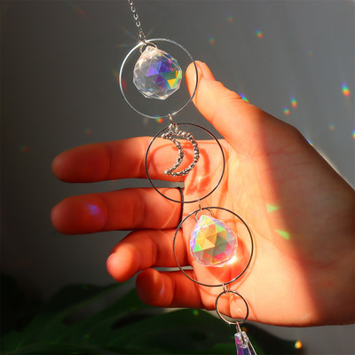 Drugelio krištoliniai vėjo varpeliai Mėnulio saulės gaudyklės prizmės pakabukas šviesos gaudyklė vaivorykštės gaudyklė Kabantys papuošalai namų sodo dekoras