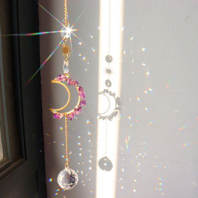 Εξαιρετικό Κρεμαστό στολίδι από ψεύτικο κρύσταλλο Εντυπωσιακό Moon Star Hanging Suncatchers Πολυέλαιος κρεμαστό μενταγιόν Δημιουργικό σχήμα