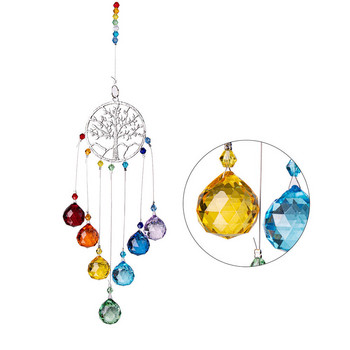 Кристално дърво на живота Suncatcher Призма Прозорец Rainbow Maker Moon Crystal Ball Висулка Sun Catcher Висящ орнамент Градински декор