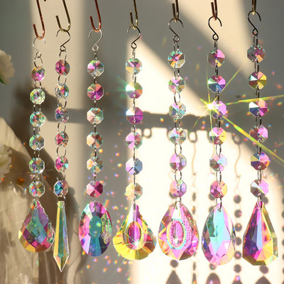 Suncatcher Prism, κρεμαστά κρύσταλλα παραθύρου, Rainbow Light Catcher, Crystal Suncatcher, καλοκαιρινό δώρο, οκτάγωνες χάντρες