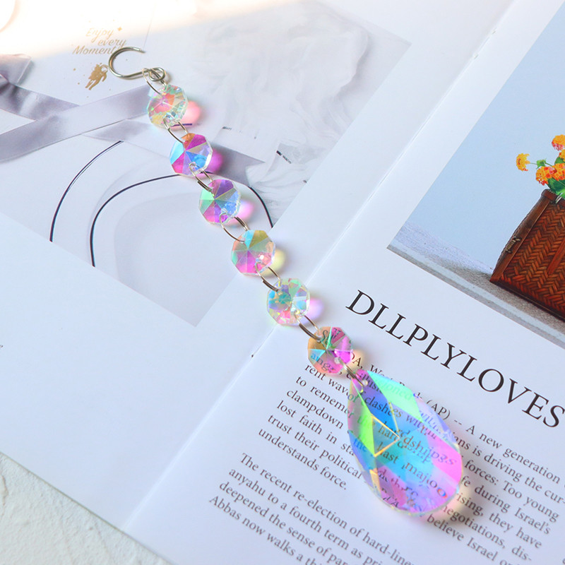 Prizminė saulės gaudyklė, kabantys lango kristalai, vaivorykštės šviesos gaudyklė, krištolo saulės gaudyklė, vasaros dovana, aštuonkampiai karoliukai