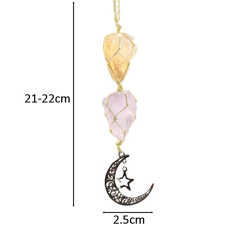 Looduslik tervendav kristallist ripats rippuv autovõlu Amasoniitkvartsist rippuv kuu Looduslik vääriskivi väliaia sisekujundus