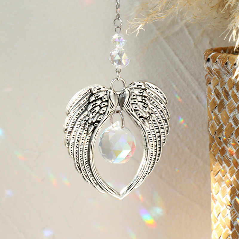 Ingli päikesepüüdja auto kristallist rippuv ornament Ingli tiiva kristallist päikesepüüdja aiakaunistus klaasprismad vikerkaare aknakaunistus