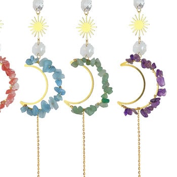 Sun Catchers Crystal Wind Chime Висяща лампа Catcher Moon Flower Rainbow Chaser Висящи Windchime Декорация на домашната градина