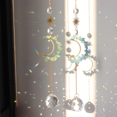Hvatači sunca Crystal Wind Chime Privjesak Svjetlo Hvatač Moon Flower Rainbow Chaser Viseći Wind Chime Dekoracija kućnog vrta