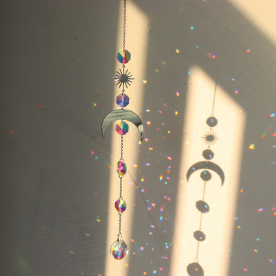 Sun Catchers Crystal Wind Chime Κρεμαστό Φως Catcher Moon Flower Rainbow Chaser Κρεμαστά Windchimes Διακόσμηση κήπου σπιτιού