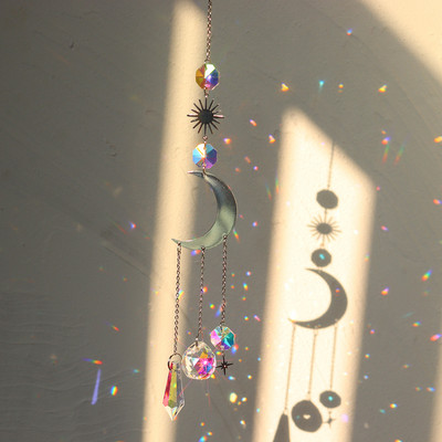 Sun Catchers Crystal Wind Chime Κρεμαστό Φως Catcher Moon Flower Rainbow Chaser Κρεμαστά Windchimes Διακόσμηση κήπου σπιτιού